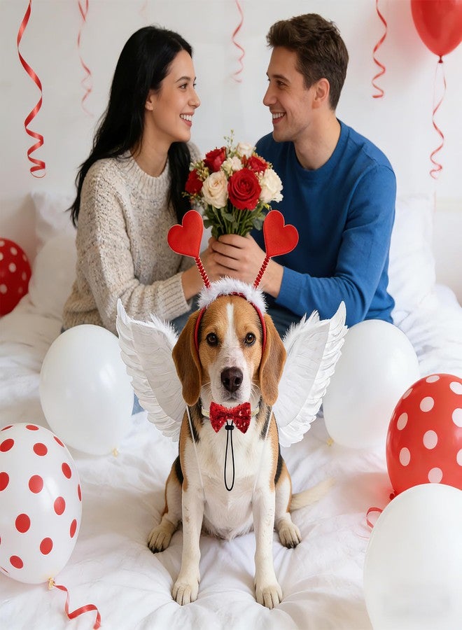 آربينشيا زيّ عيد الحب للكلاب من Rbenxia، طوق رأس على شكل قلب، ملابس كلاب مستوحاة من الحب مع طوق رأس أبيض على شكل قلب وجناح من الريش، زيّ مناسب لجلسات تصوير عيد الحب للحيوانات الأليفة، مناسب للكلاب الصغيرة والمتوسطة والكبيرة. - Image 5